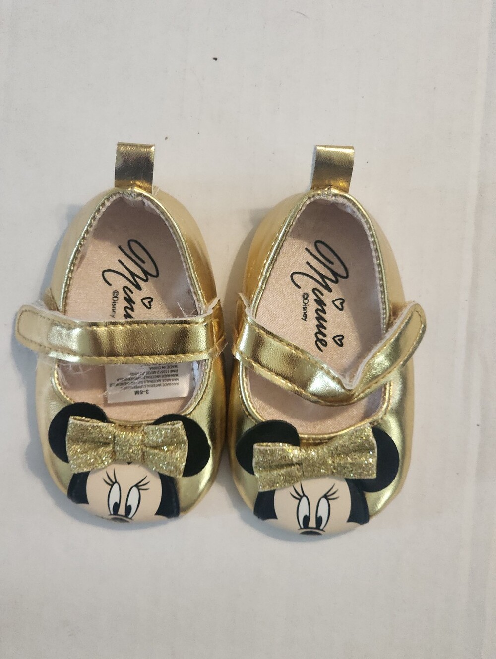 Disney Gold Minnie Mouse Mary Jane Baby Shoes Infant 3-6 Months
